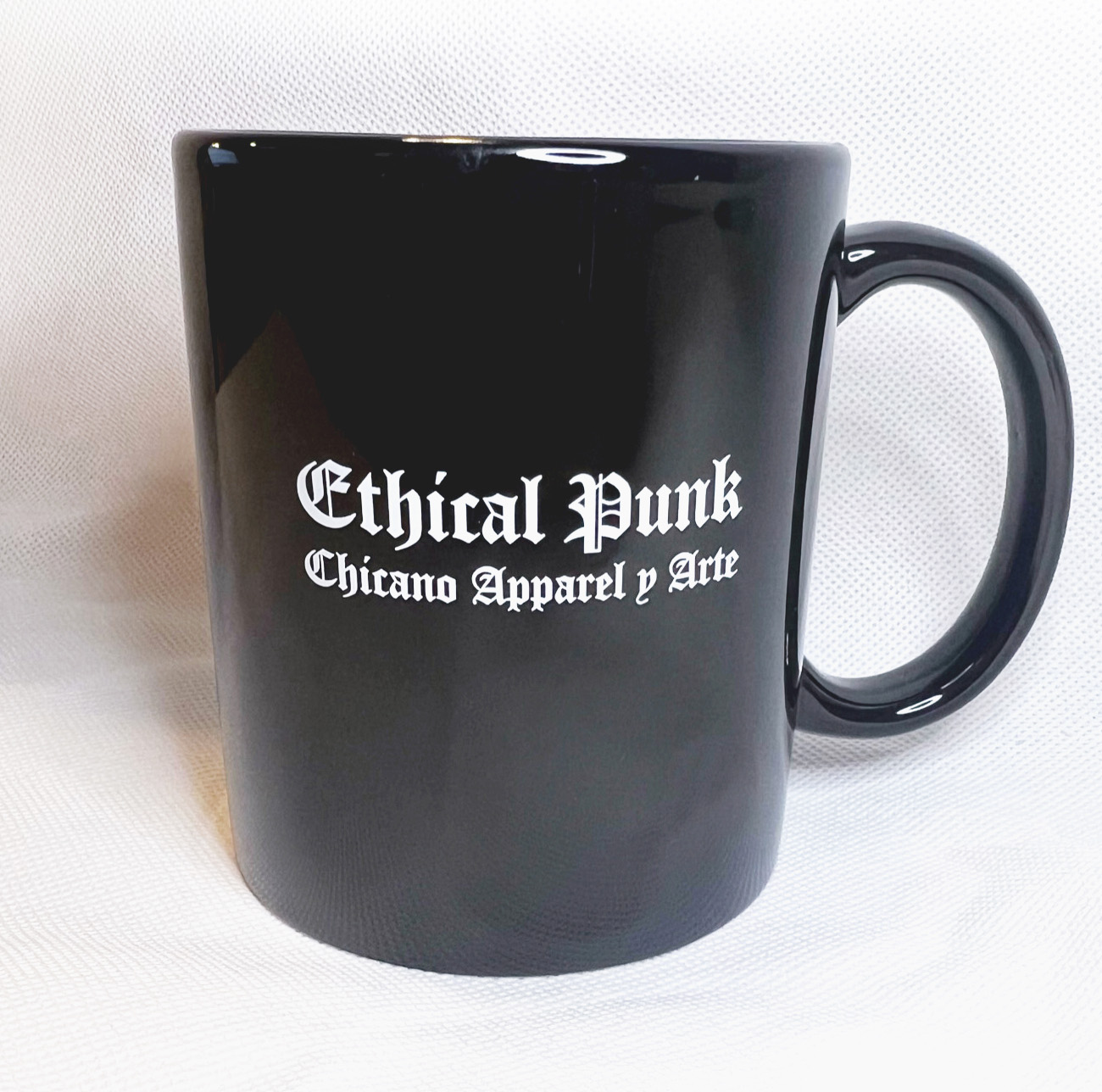 Black Ethical Punk mug on white background